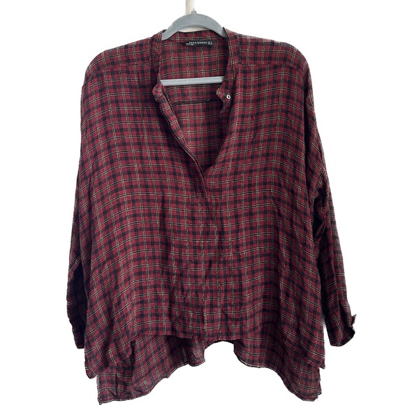 Zara women’s plaid flannel blouse - Picture 1 of 2
